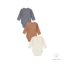 SET 3 ROMPERS MET LANGE MOUW, RIB
