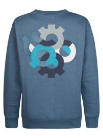 SWEATER MET BACKPRINT, STORMBLAUW