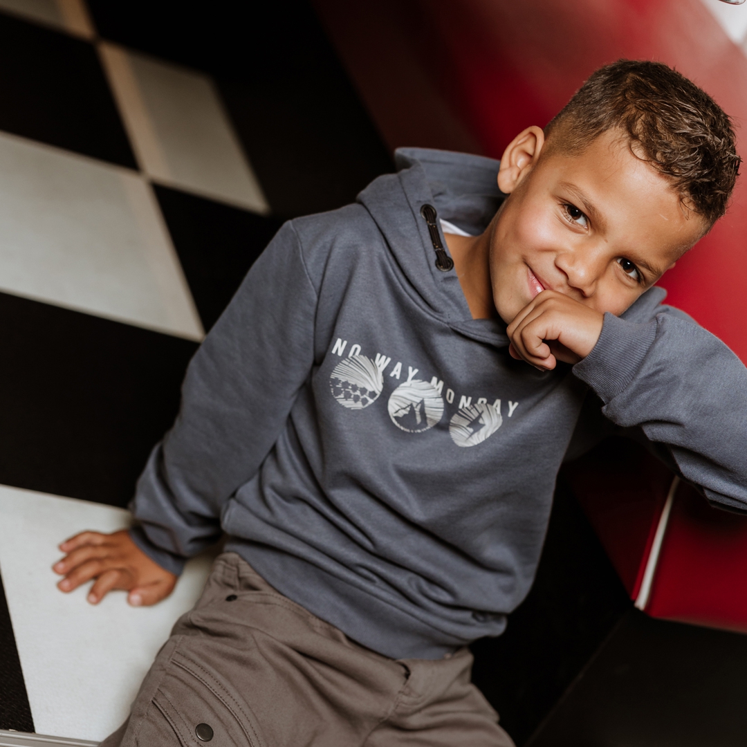 HOODIE, STAALBLAUW