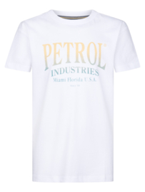 SHIRT MET PETROL PRINT, HELDER WIT