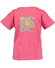 SHIRT MET BACKPRINT ROZE, FLOWERS