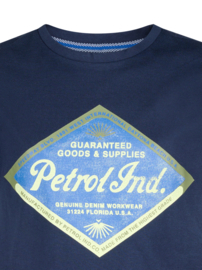SHIRT MET CLASSIC PRINT, DONKER BLAUW
