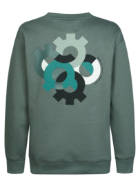 SWEATER MET BACKPRINT, STAALGROEN