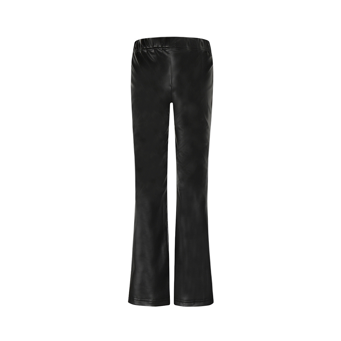 FLARED BROEK LEDERLOOK, ZWART