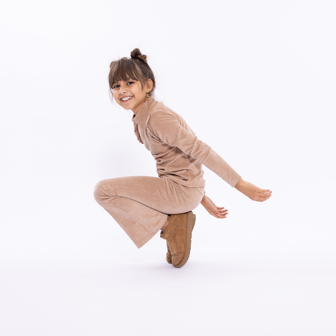 FLARED RIB BROEK, ZAND