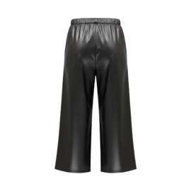 BROEK WIDE LEG LEDERLOOK, ZWART