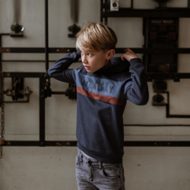 HOODIE GESTREEPT, DONKER BLAUW