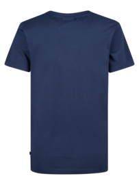 SHIRT MET CLASSIC PRINT, DONKER BLAUW