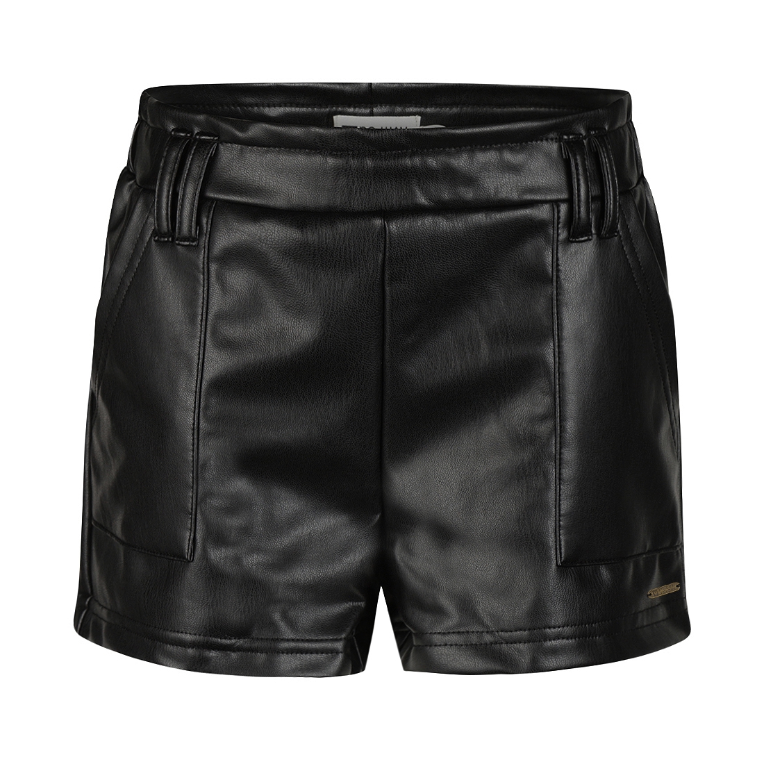 SHORT LEDERLOOK, ZWART