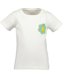 SHIRT WIT MET GEBORDUURDE BLOEM, MILLEFLEUR