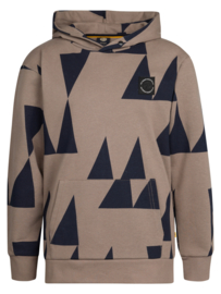 HOODIE GRAFISCHE PRINT, DUSTY BROWN