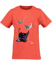 SHIRT MET VEEGPAILETTEN ORANJE, OCEAN