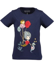 SHIRT BLAUW MET VEEGPAILETTEN EN APPLICATIES, OCEAN
