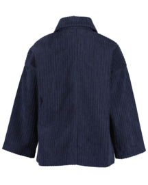 RIB BLOUSE BLAUW, ESSENTIELS