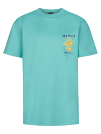 SHIRT MET BACK PRINT, TURQUOISE