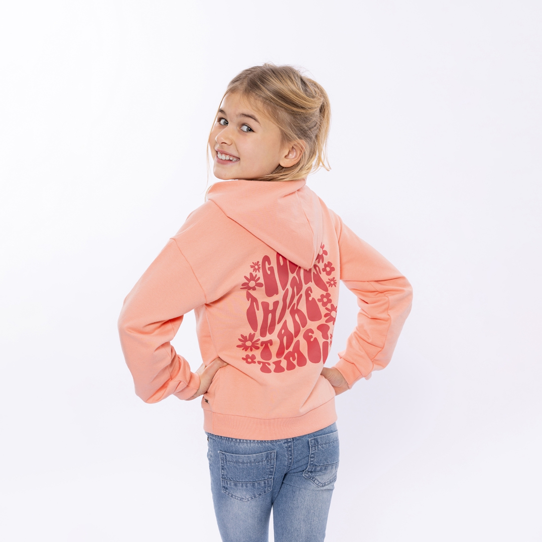 HOODIE MET BACK PRINT, ROZE