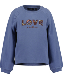 SWEATER JEANSBLAUW, FLOWER