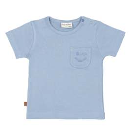 SHIRT BLAUW RIB MET SMILE LOGO, HAPPY WITH YOU