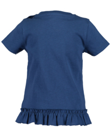 SHIRT BLAUW MET RUFFLES, BLUE GARDEN