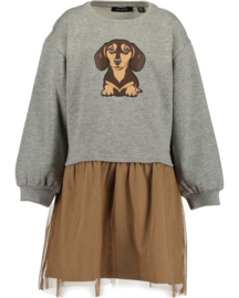 SWEATDRESS MET TULE ROK GRIJS, DOGS