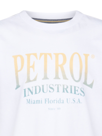 SHIRT MET PETROL PRINT, HELDER WIT