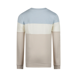 SWEATER GESTREEPT, BEIGE IVOOR LICHT BLAUW