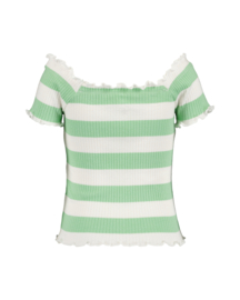 CARMEN SHIRT GROEN GESTREEPT, MILLEFLEUR