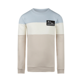 SWEATER GESTREEPT, BEIGE IVOOR LICHT BLAUW