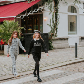 LONGSLEEVE RETRO BLOEM, ZWART