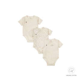 SET 3 ROMPERS MET KORTE MOUW, CREME