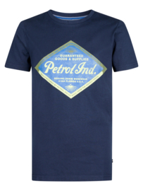SHIRT MET CLASSIC PRINT, DONKER BLAUW