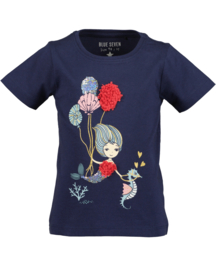 SHIRT BLAUW MET VEEGPAILETTEN EN APPLICATIES, OCEAN