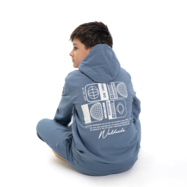 HOODIE MET BACKPRINT, STAALBLAUW