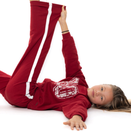 JOGGINGBROEK WIDE LEG, TOMATENROOD