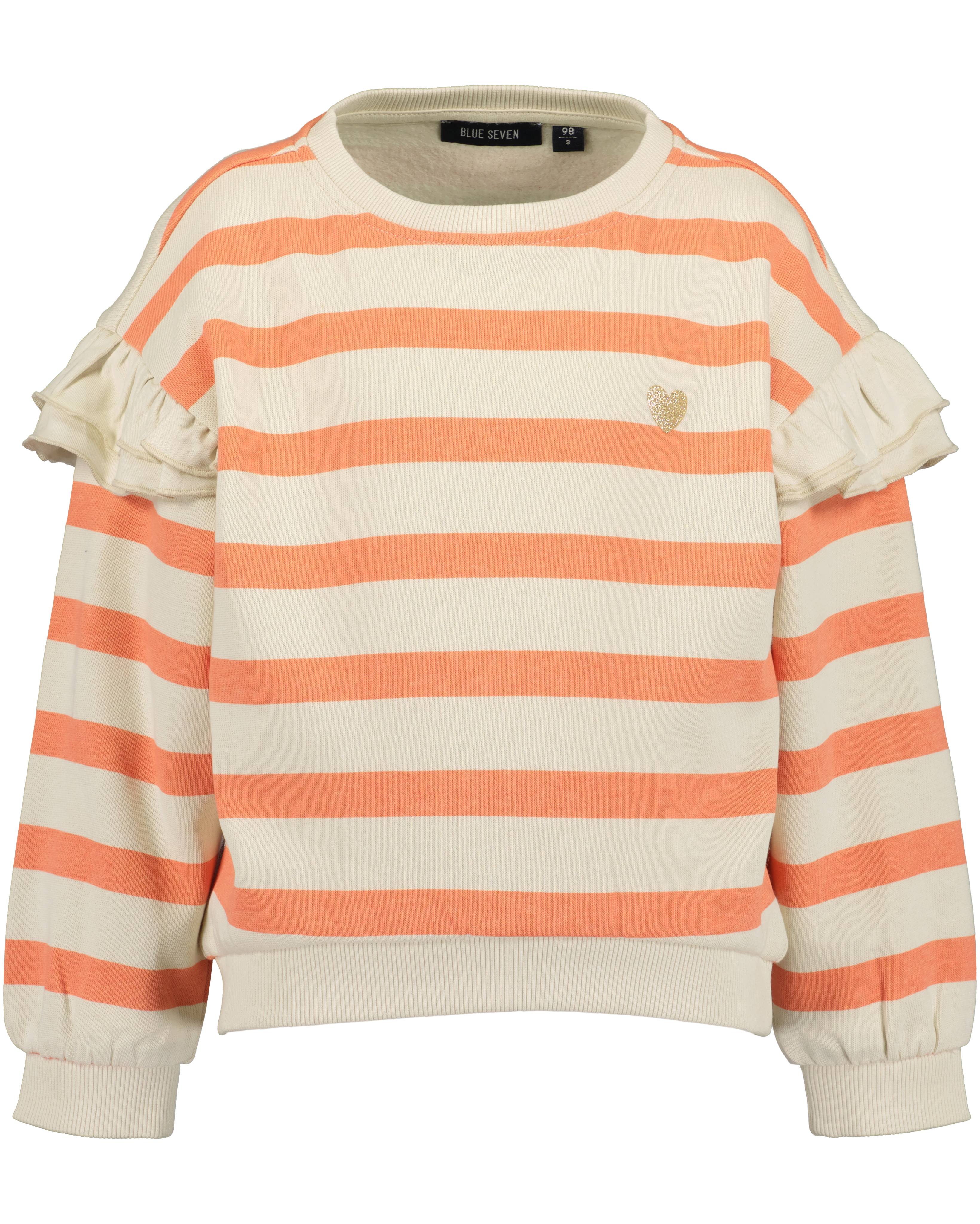 SWEATER  FLOWERS GESTREEPT, MELOEN ORANJE