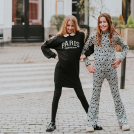 LONGSLEEVE RETRO BLOEM, ZWART