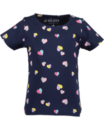 SHIRT DONKER BLAUW MET HARTJES, BASICS