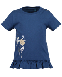 SHIRT BLAUW MET RUFFLES, BLUE GARDEN