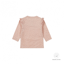 LONGSLEEVE RUFFLES & DOTS, POEDER ROZE