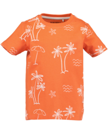 SHIRT ORANJE MET PRINT, BEACHRIDE