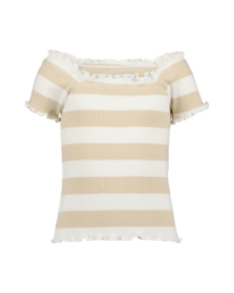 CARMEN SHIRT BEIGE GESTREEPT, MILLEFLEUR