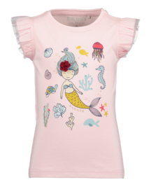 SHIRT ROZE MET RUFFLE MOUW, OCEAN