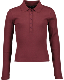 LONGSLEEVE MET POLOKRAAG, AUBERGINE