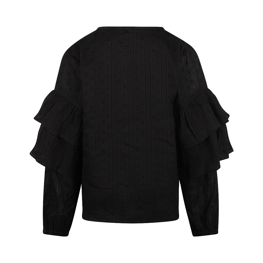 BLOUSE MET RUFFLES, ZWART