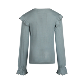 LONGSLEEVE AJOUR, GRIJSBLAUW