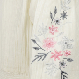 JURK MET BORDUURSEL OP DE MOUW, OFF-WHITE