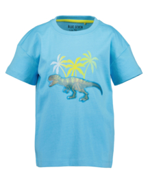 SHIRT BLAUW MET REFLECTERENDE PRINT, DINO