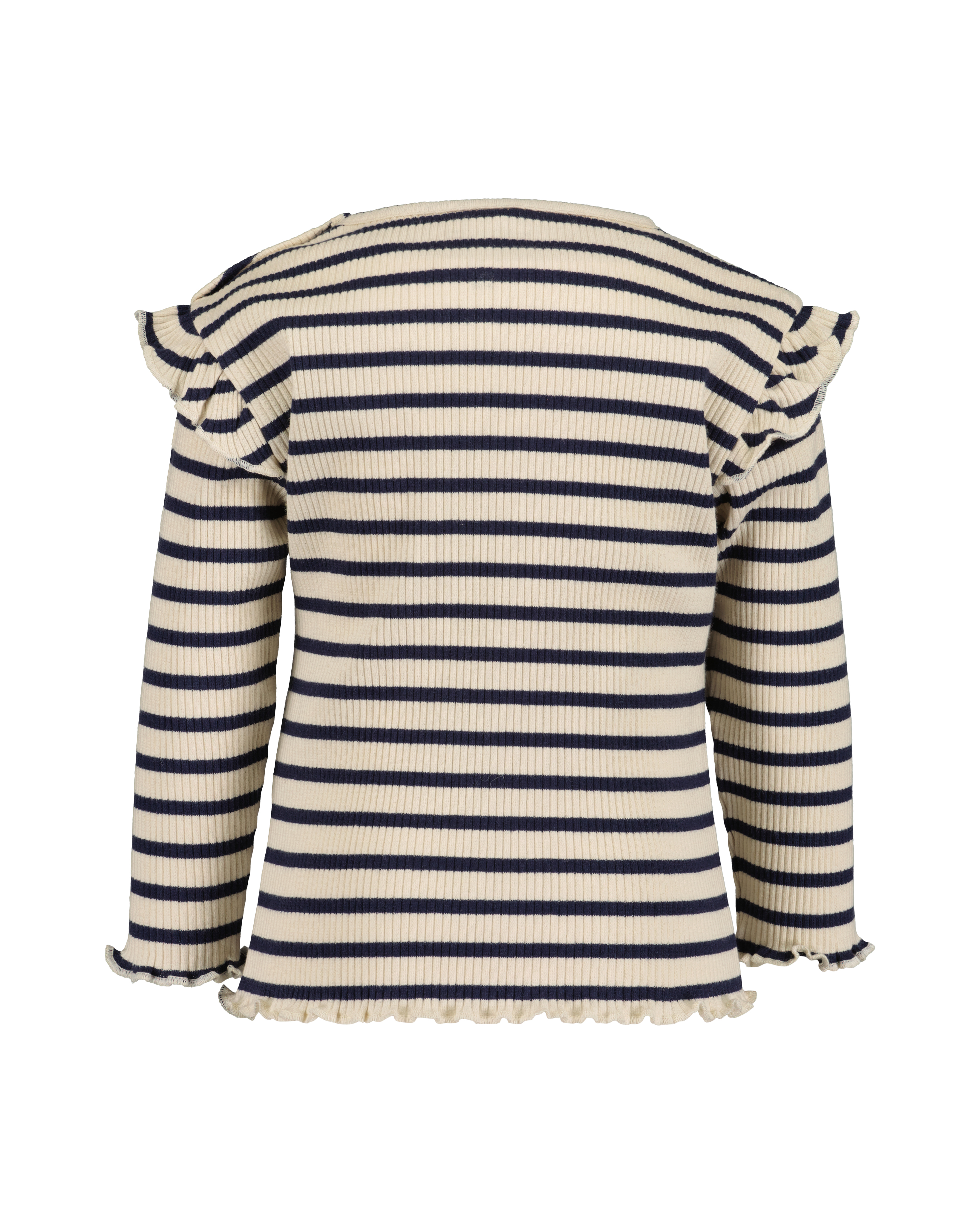 RIB GESTREEPTE LONGSLEEVE BLOOM, MARINEBLAUW