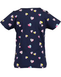 SHIRT DONKER BLAUW MET HARTJES, BASICS