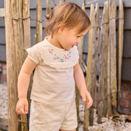 BLOUSE MET BORDUURSEL, FLOWER POWER